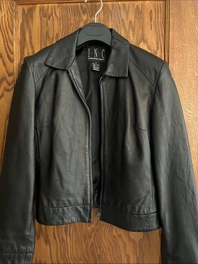 Incotex Black Leather Zip-Front Jacket